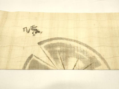平和屋着物＊夏物 つけ帯 手描き 蛙 麻 逸品 DAAY8129cm