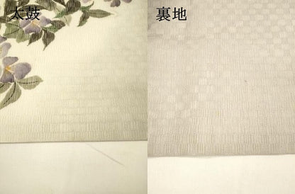 平和屋着物＊夏物 九寸名古屋帯 手描き 枝花文 正絹 逸品 DAAY8130cm