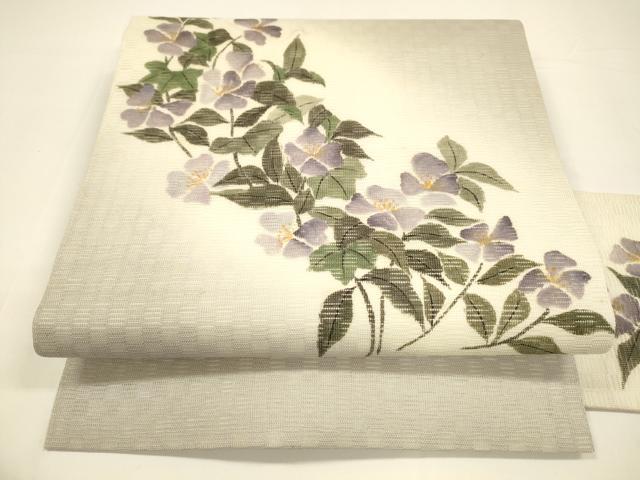 平和屋着物＊夏物 九寸名古屋帯 手描き 枝花文 正絹 逸品 DAAY8130cm