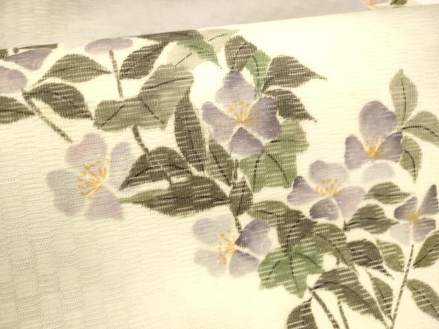 平和屋着物＊夏物 九寸名古屋帯 手描き 枝花文 正絹 逸品 DAAY8130cm