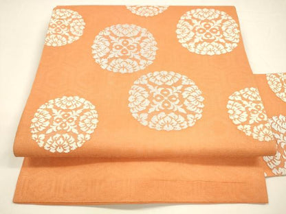 平和屋着物＊夏物 九寸名古屋帯 唐織 花丸文 正絹 逸品 DAAY8131cm