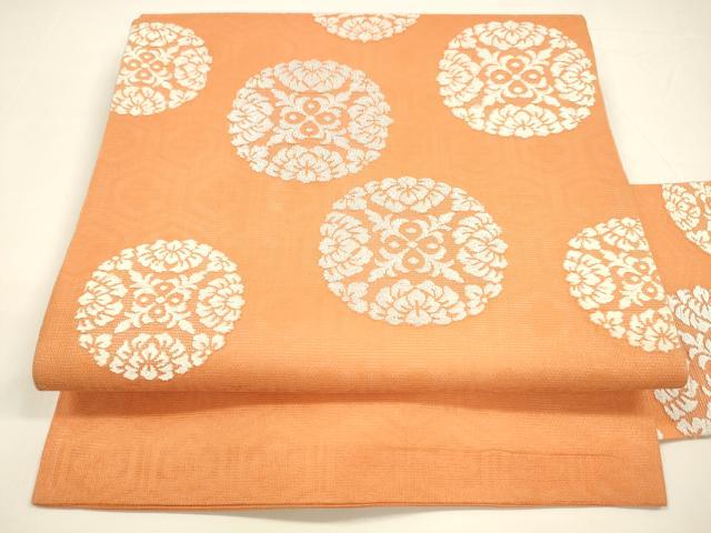 平和屋着物＊夏物 九寸名古屋帯 唐織 花丸文 正絹 逸品 DAAY8131cm
