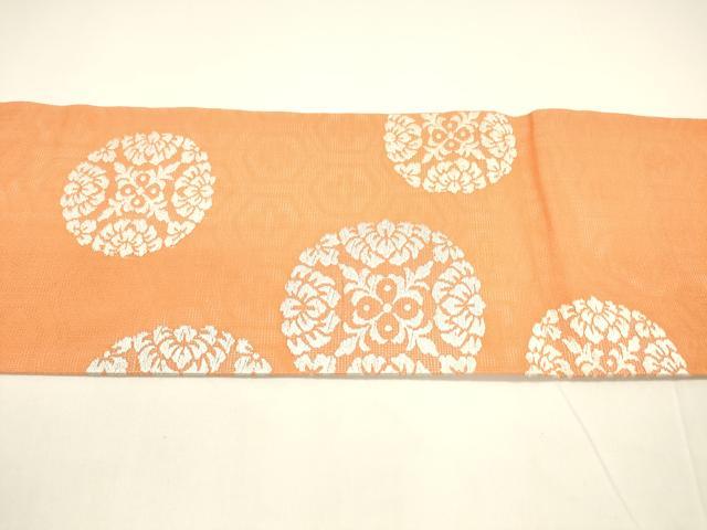 平和屋着物＊夏物 九寸名古屋帯 唐織 花丸文 正絹 逸品 DAAY8131cm