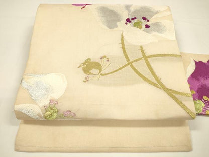 平和屋着物＊夏物　アンティーク　大正ロマン　九寸　枝花文　金糸　正絹　逸品　DAAY8136cm
