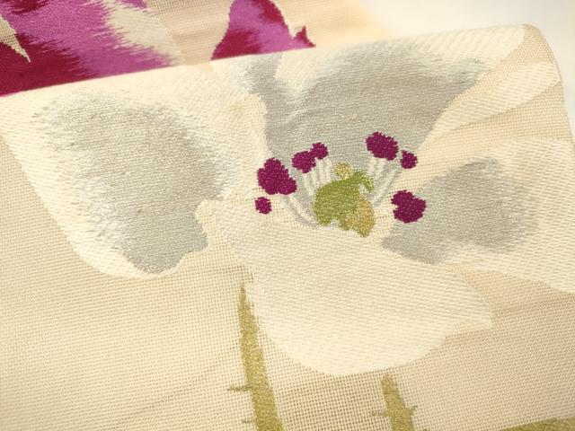 平和屋着物＊夏物　アンティーク　大正ロマン　九寸　枝花文　金糸　正絹　逸品　DAAY8136cm