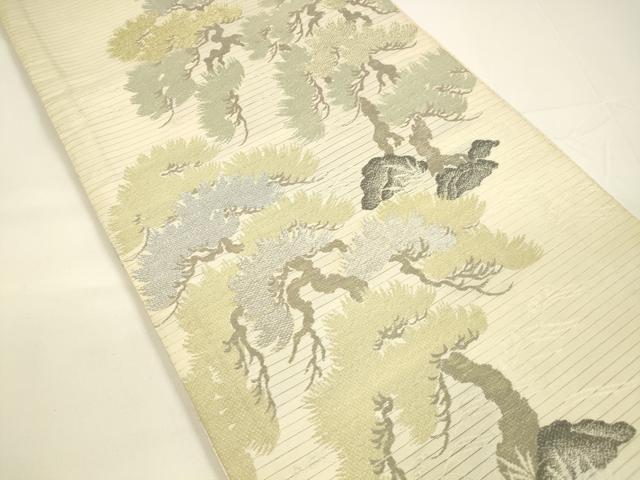 平和屋着物＊夏物 アンティーク 大正ロマン 丸帯 引き抜き帯 唐織 松文 金銀糸 正絹 逸品 DAAY8138cm