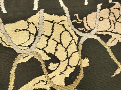 平和屋着物＊夏物 アンティーク 大正ロマン 六通柄 本袋帯 荒磯 黒地 金糸 正絹 逸品 DAAY8141cm