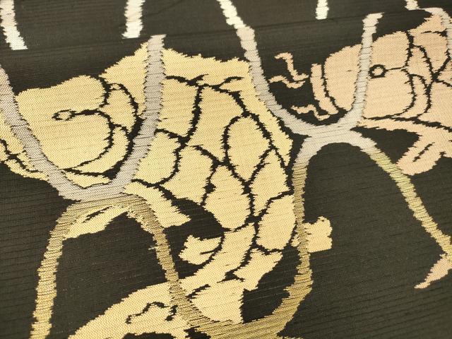 平和屋着物＊夏物 アンティーク 大正ロマン 六通柄 本袋帯 荒磯 黒地 金糸 正絹 逸品 DAAY8141cm
