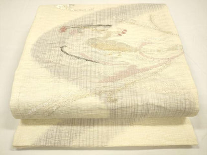 平和屋着物＊夏物 太鼓柄袋帯 流水花鳥文 金銀糸 正絹 逸品 DAAY8144cm