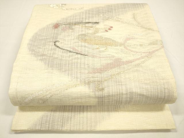 平和屋着物＊夏物 太鼓柄袋帯 流水花鳥文 金銀糸 正絹 逸品 DAAY8144cm