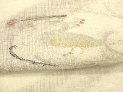 平和屋着物＊夏物 太鼓柄袋帯 流水花鳥文 金銀糸 正絹 逸品 DAAY8144cm