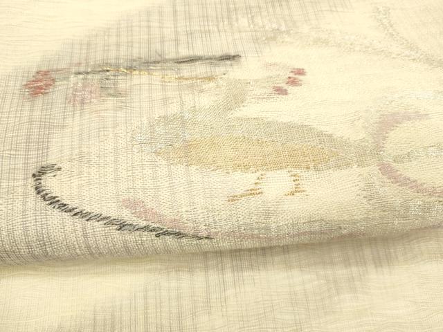 平和屋着物＊夏物 太鼓柄袋帯 流水花鳥文 金銀糸 正絹 逸品 DAAY8144cm