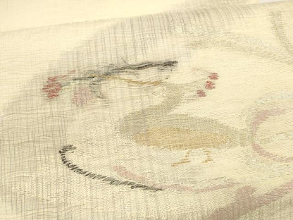 平和屋着物＊夏物 太鼓柄袋帯 流水花鳥文 金銀糸 正絹 逸品 DAAY8144cm