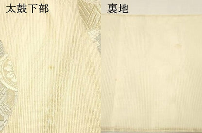 平和屋着物＊夏物 六通柄袋帯 唐織 抽象花文 金糸 正絹 逸品 DAAY8146cm