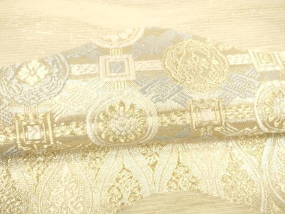 平和屋着物＊夏物 六通柄袋帯 唐織 抽象花文 金糸 正絹 逸品 DAAY8146cm