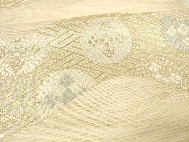 平和屋着物＊夏物 六通柄袋帯 唐織 抽象花文 金糸 正絹 逸品 DAAY8146cm