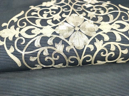 平和屋着物＊夏物 九寸開き名古屋帯 駒刺繍 総刺繍 正倉院花文 正絹 逸品 DAAY8154cm