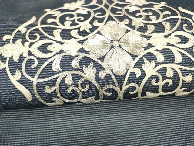 平和屋着物＊夏物 九寸開き名古屋帯 駒刺繍 総刺繍 正倉院花文 正絹 逸品 DAAY8154cm