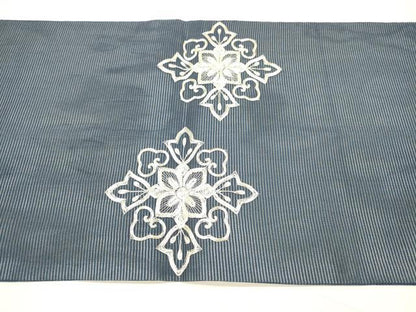 平和屋着物＊夏物 九寸開き名古屋帯 駒刺繍 総刺繍 正倉院花文 正絹 逸品 DAAY8154cm