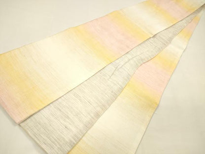 平和屋着物＊夏物　半幅帯　紅花染　霞文　麻　逸品　DAAY8157cm