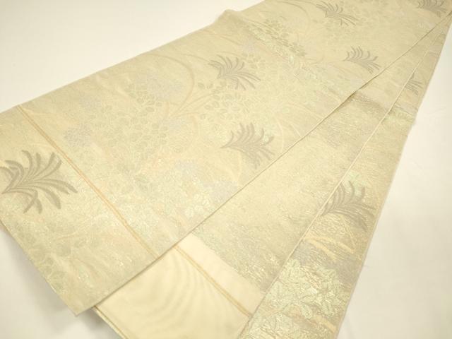 平和屋着物＊夏物 織物一筋名門 織悦 全通柄 本袋帯 草葉文 金銀糸 正絹 逸品 DAAY8162cm