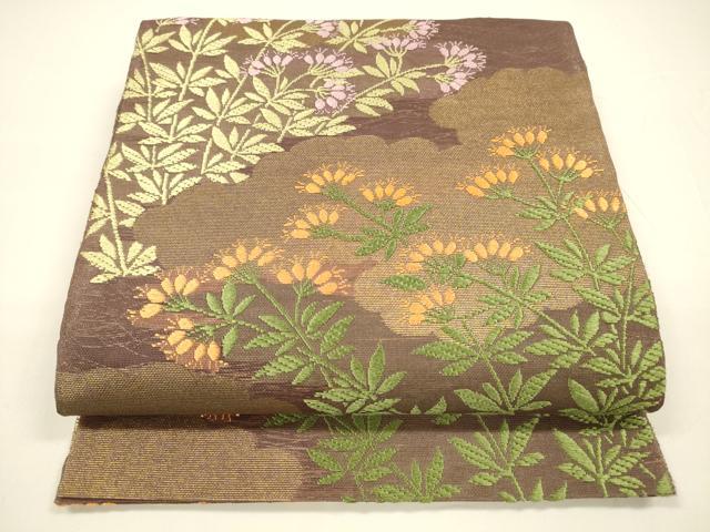 平和屋着物＊夏物 六通柄袋帯 唐織 草花文 金糸 正絹 逸品 DAAY8163cm