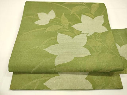 平和屋着物＊夏物 九寸名古屋帯 草花文 金糸 正絹 逸品 DAAY8164cm