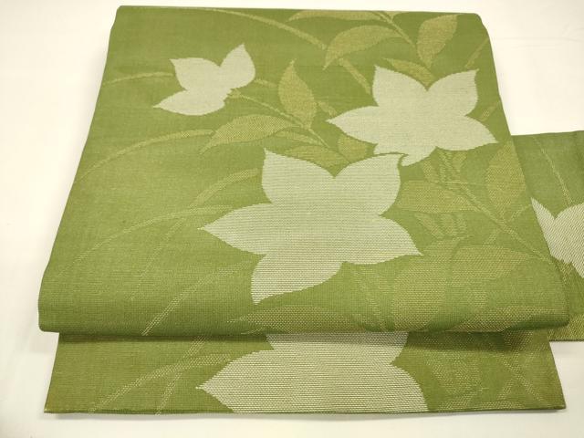 平和屋着物＊夏物 九寸名古屋帯 草花文 金糸 正絹 逸品 DAAY8164cm