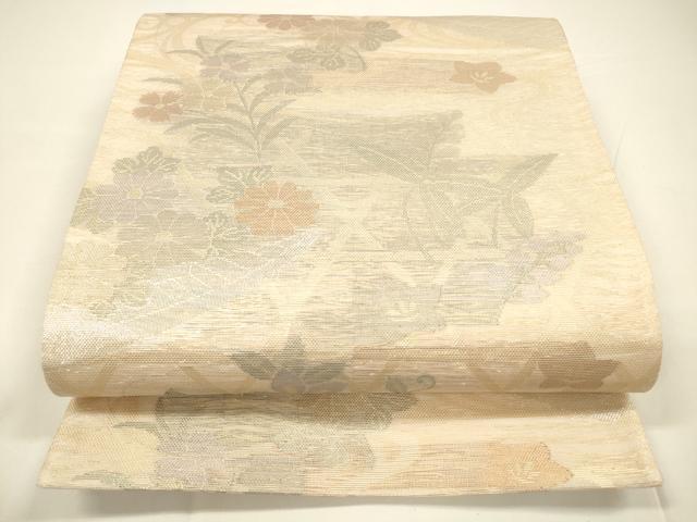平和屋着物＊夏物 六通柄袋帯 流水籬花舟文 金銀糸 正絹 逸品 DAAY8167cm