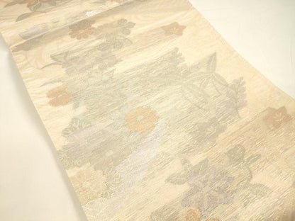 平和屋着物＊夏物 六通柄袋帯 流水籬花舟文 金銀糸 正絹 逸品 DAAY8167cm