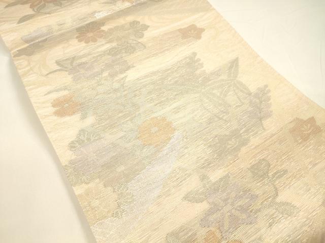 平和屋着物＊夏物 六通柄袋帯 流水籬花舟文 金銀糸 正絹 逸品 DAAY8167cm