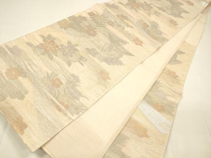 平和屋着物＊夏物 六通柄袋帯 流水籬花舟文 金銀糸 正絹 逸品 DAAY8167cm