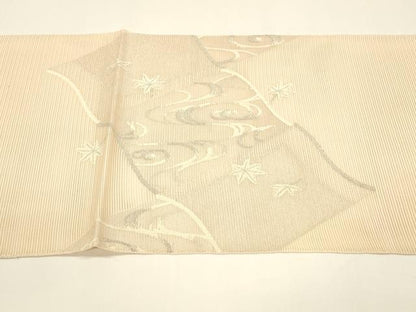 平和屋着物＊夏物 絽綴れ 太鼓柄袋帯 竜田川 銀糸 正絹 逸品 DAAY8168cm