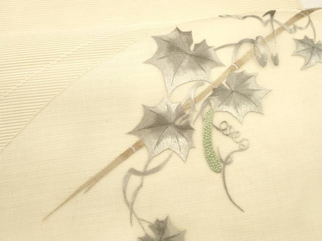 平和屋着物＊夏物 中国三大刺繍 相良刺繍 総刺繍 絽綴れ 太鼓柄袋帯 成り物蔦の葉文 正絹 逸品 DAAY8169cm