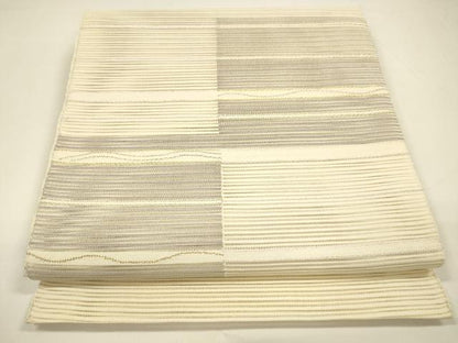 平和屋着物＊夏物 絽綴れ 八寸名古屋帯 横段文 金銀糸 正絹 逸品 DAAY8170cm