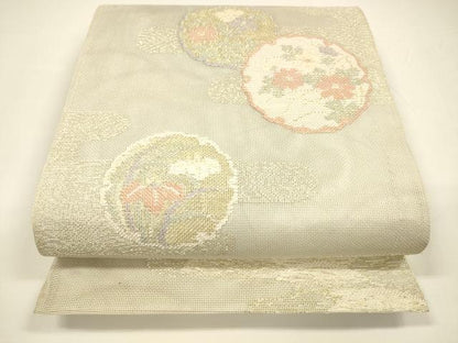 平和屋着物＊夏物 六通柄 本袋帯 雪輪草花文 金銀糸 正絹 逸品 DAAY8171cm