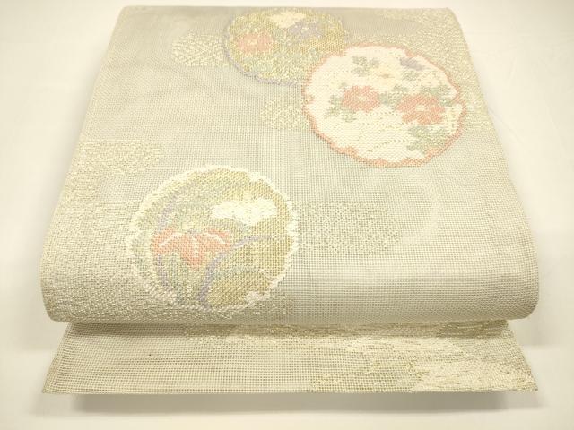 平和屋着物＊夏物 六通柄 本袋帯 雪輪草花文 金銀糸 正絹 逸品 DAAY8171cm