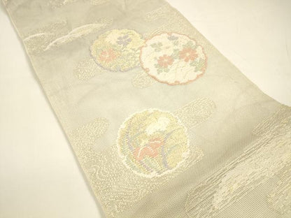平和屋着物＊夏物 六通柄 本袋帯 雪輪草花文 金銀糸 正絹 逸品 DAAY8171cm