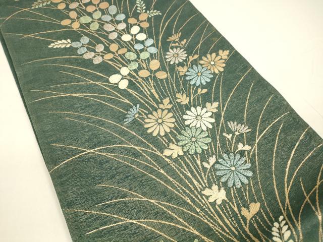 平和屋着物＊夏物 六通柄袋帯 草花文 金銀糸 正絹 逸品 DAAY8173cm