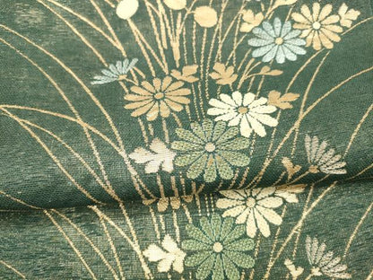 平和屋着物＊夏物 六通柄袋帯 草花文 金銀糸 正絹 逸品 DAAY8173cm