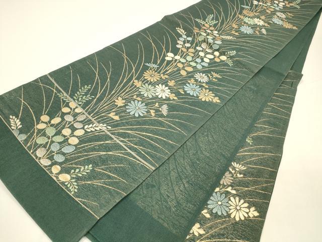 平和屋着物＊夏物 六通柄袋帯 草花文 金銀糸 正絹 逸品 DAAY8173cm