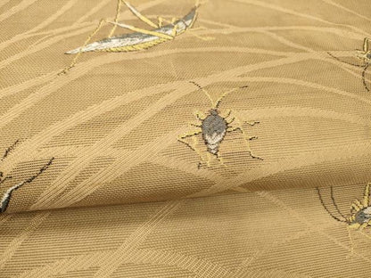 平和屋着物＊夏物 アンティーク 大正ロマン 九寸名古屋帯 夏虫草葉文 金銀糸 正絹 逸品 DAAY8177cm