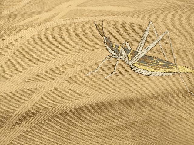 平和屋着物＊夏物 アンティーク 大正ロマン 九寸名古屋帯 夏虫草葉文 金銀糸 正絹 逸品 DAAY8177cm