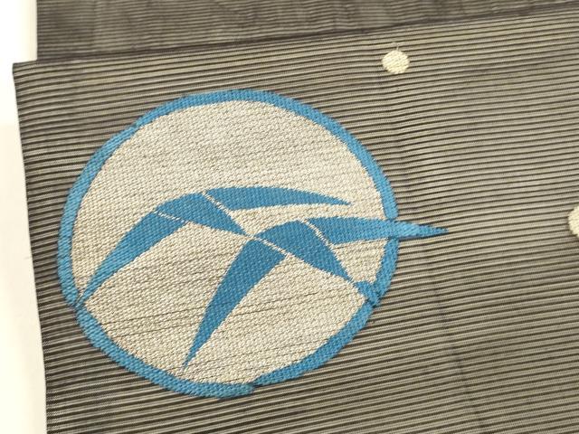 平和屋着物＊夏物 アンティーク 大正ロマン 両面 六通柄袋帯 刺繍 魚 抽象丸文 金銀糸 正絹 逸品 DAAY8178cm