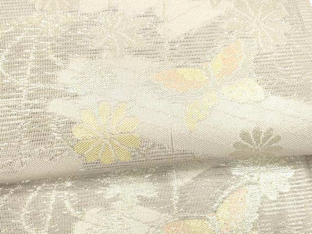 平和屋着物＊夏物 六通柄 京袋帯 流水筏花蝶文 銀糸 正絹 逸品 DAAY8179cm