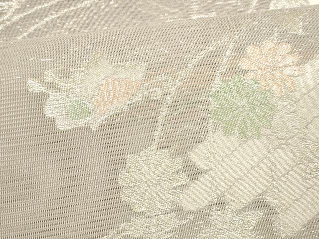 平和屋着物＊夏物 六通柄 京袋帯 流水筏花蝶文 銀糸 正絹 逸品 DAAY8179cm