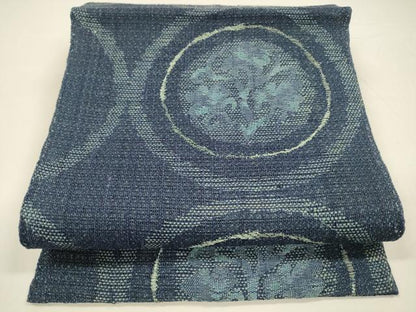 平和屋着物＊夏物 八寸名古屋帯 草花丸文 銀糸 正絹 逸品 DAAY8180cm