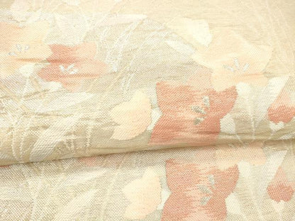 平和屋着物＊夏物 六通柄袋帯 流水草花文 銀糸 正絹 逸品 DAAY8181cm
