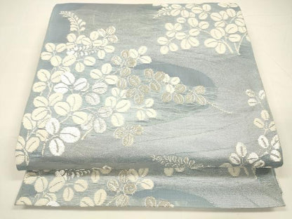 平和屋着物＊夏物 六通柄 本袋帯 流水草葉文 銀糸 正絹 逸品 DAAY8182cm