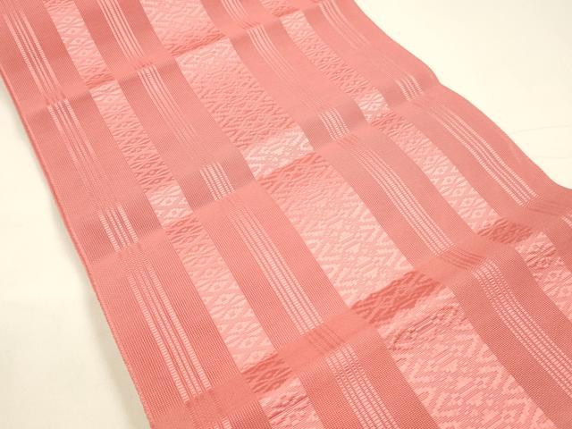 平和屋着物＊夏物 本場筑前博多織 八寸名古屋帯 紗献上 甚三紅色 正絹 逸品 DAAY8186cm